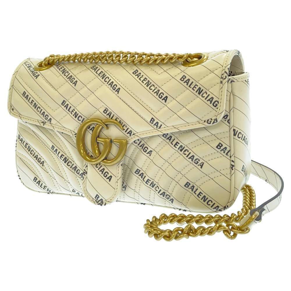 Chain  Balenciaga Collaboration GG Marmont Quilted Leather White